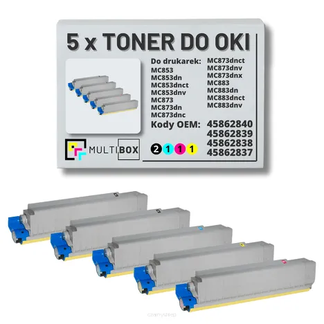 5-PAK Multibox Toner do OKI MC853 MC873 black/cyan/magenta/yellow zamiennik