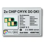 2-PAK Multibox zestaw Chipów V.1 do OKI B412 B432 B512 MB472 MB492 MB562 45807102 2x3,0K - 2