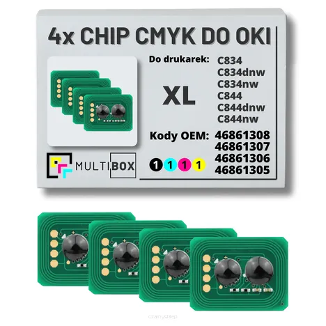 4-pak zestaw Chipów CMYK do OKI C834 C844 XL 4x10,0K Multibox