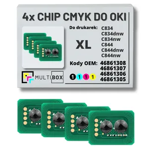 4-pak zestaw Chipów CMYK do OKI C834 C844 XL 4x10,0K Multibox