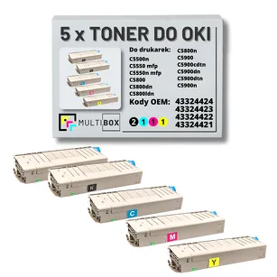 Toner do OKI C5800 C5900 5-pak black/cyan/magenta/yellow zamiennik Multibox