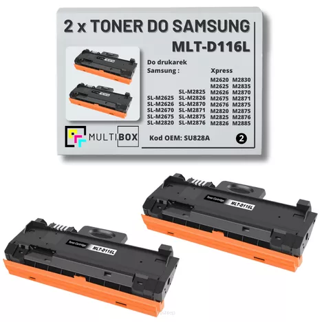 2-pak Toner do SAMSUNG M2625 MLT-D116L SU828A 3K Multibox Zamiennik