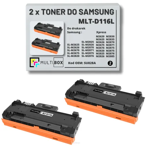 2-PAK Multibox Toner do SAMSUNG M2625 MLTD116L SU828A 3K Zamiennik
