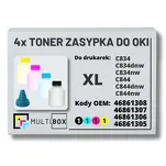 4-PAK Multibox Tonery zasypki do OKI C834 C844 XL 4x10,0K - 2