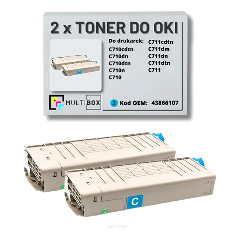 2-PAK Multibox Toner do OKI C710 C711 43866107 cyan zamiennik