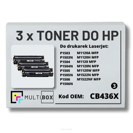 3-PAK Multibox Toner do HP CB436X 36X P1505 M1120 Zamiennik