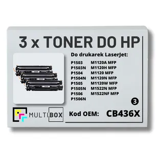 3-PAK Multibox Toner do HP CB436X 36X P1505 M1120 Zamiennik