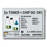 2-PAK Multibox Tonery + chipy do OKI B411 B431 MB461 MB471 MB491 MB491 44574702 2x3,0K - 2