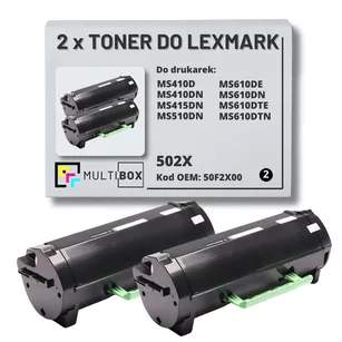 2-pak Toner do LEXMARK MS410 MS510 502X 50F2X00 2x10.0K Multibox zamiennik