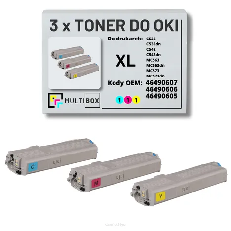 3-PAK Multibox Toner do OKI C532 MC563 XL cyan/magenta/yellow zamiennik
