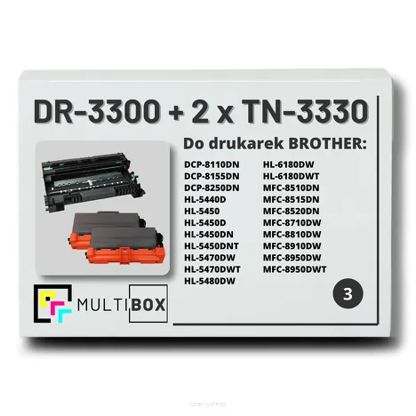 2x Toner do BROTHER TN-3330 + 1x Bęben DR-3300 3-pak Multibox zamiennik