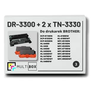 2x Toner do BROTHER TN3330 + 1x Bęben DR3300 3-pak Multibox zamiennik